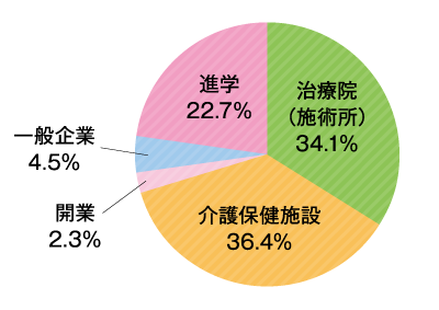 就職状況　鍼灸マッサージ東洋医療科 グラフ