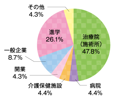 就職状況　柔道整復医療科 グラフ